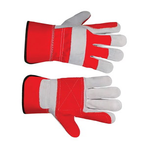 Gants de sécurité en cuir rouge et gris avec paume renforcée pour usage industriel, gants de travail d'hiver pour l'extérieur, longueur au poignet - Product Image 5