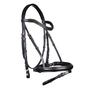 Bridas para caballos Deportes al aire libre Equitación Bridas de cuero genuino Brida de caballo de cuero acolchado suave - Product Image 1