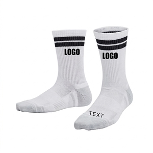 White Crew <b>Socks</b> With Blue Stripes Logo Printed Breathable Cotton Basketball <b>Socks</b> For Adults Summer Style - Product Image 5