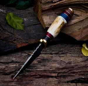 Cuchillo de caza de acero de Damasco personalizable, de alta calidad, hecho a mano, con mango de madera, OEM, más vendido. - Product Image 2