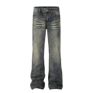 TITAN TREAD WEAR Jeans de mezclilla para hombre de cintura alta, pierna ancha, ecológicos, con patrón liso, lavado a la piedra, casuales, con cierre de botón y efecto desgastado - Product Image 2