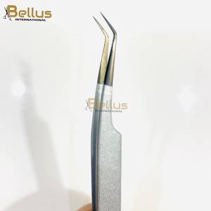 Pinzas de Acero Inoxidable de Alta Calidad para Pestañas, Punta Suave a 45 Grados, Color Gris, Herramienta de Belleza - Product Image 5