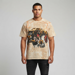 Camiseta Oversize Personalizada con Cuello Redondo, Estilo Vintage, Look Urbano, Manga Corta, Algodón Jersey, Unisex - Product Image 4