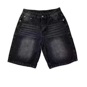 Shorts en jean mi-longs tricotés respirants pour hommes, style streetwear, coupe droite, haute qualité, personnalisables, collection été 2026 - Product Image 3