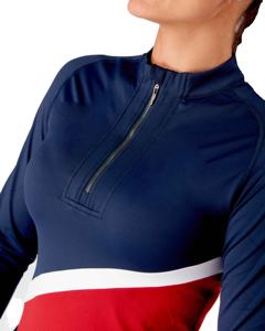 Chemise d'équitation pour femme tendance avec fermeture éclair, séchage rapide, anti-plis, coupe ajustée et flexible, sous-couche équestre - Product Image 4