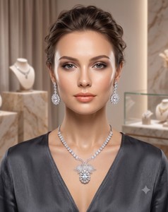 Lucentarts - Exquisito Juego de Collar y Aretes con Diamantes Americanos, Colgante Floral de Circonita Brillante, Joyería Nupcial, Accesorios para Mujer - Product Image 1