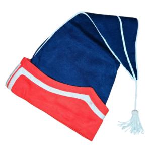 หมวกทรงบอนเนต์สไตล์ฝรั่งเศสหรือคอร์ซิกัน ยุคศตวรรษที่ 18 หรือ 19 ทำจากผ้าขนสัตว์สีน้ำเงินและสีแดง แต่งขอบสีขาว - Product Image 2