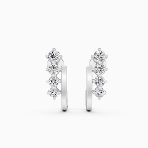 Elegantes pendientes de línea moderna con diamantes cultivados en laboratorio de 0,58 quilates en oro amarillo, blanco y rosa de 9 quilates. - Product Image 2