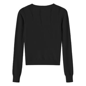 Jersey básico de cuello redondo de otoño para mujer, prendas de punto de lana de manga larga, suéteres casuales de patrón sólido para mujer, venta al por mayor - Product Image 2