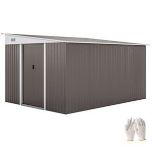 Casetta da Giardino 11x9 piedi in Plastica e Legno Grigia con Porte Scorrevoli e Prese d'Aria per un Facile Montaggio - Product Image 1