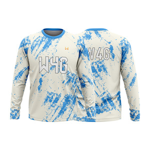 Custom <b>Men's</b> Skinny Fit Heat Transfer Printed Jersey Crew Neck Quick Dry Polyester Sport Shirt Full Sleeve Leisure Top - Product Image 4