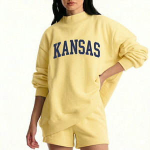 Step Into Comfort With <b>Mock</b> <b>Neck</b> <b>Top</b> And Shorts Set For Women Cozy Warm Relaxed Fit Stylish Everyday Wear Collection - Product Image 1