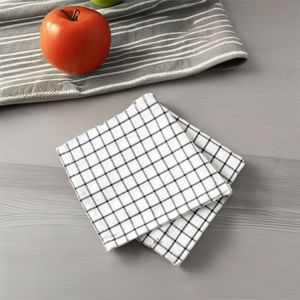 Serviettes de cuisine 100% coton de qualité douce, motif à carreaux noir et blanc, pour une utilisation en cuisine, en provenance d'Inde - Product Image 1
