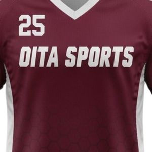 Maillot de lacrosse unisexe bordeaux et blanc en polyester, coupe athlétique, uniforme sportif, tenue de match d'équipe, vêtements de performance - Product Image 6