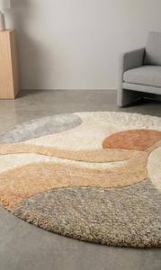 Modern <b>Abstract</b> Landscape Wool Medium Pile Cotton <b>Canvas</b> Backing Area Rug Hand Tufted Anti-Slip Terracotta Grey Cream Living - Product Image 3