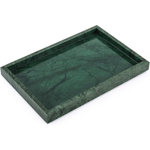 Plateau rectangulaire en marbre naturel de luxe pour salle de bain et comptoir de cuisine, vert noirâtre, décoration intérieure, plateau de service, prix bas - Product Image 1