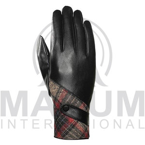 Gants d'hiver pour hommes en cuir noir et peau de mouton, compatibles avec les écrans tactiles - Product Image 2