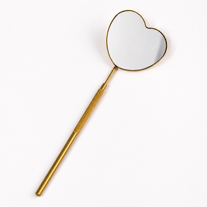 Heart Shape Handheld <b>Mirror</b> Gold Plated Metal Frame 3X <b>Magnifying</b> Single Side Desktop <b>Makeup</b> <b>Mirror</b> - Product Image 1