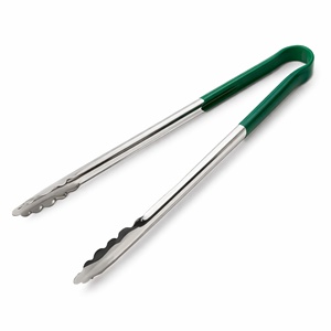 Stainless Steel Kitchen <b>Tongs</b> 40 cm with Heat Resistant Green Handle | Heavy Duty Cooking BBQ & <b>Serving</b> <b>Tongs</b> | Multipurpose - Product Image 1
