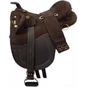 Selle de cheval en cuir de vachette véritable avec assise sécurisée, rembourrage robuste et support dorsal haut – Selle de randonnée en cuir pour chevaux - Product Image 3