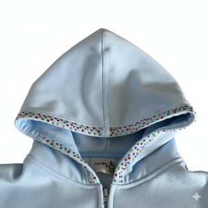 Sudadera con capucha extragrande personalizada con cremallera y pedrería multicolor, de 450 g/m², 100% algodón polar, precio económico. - Product Image 2