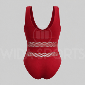 Custom Women One Piece Swimsuit Mesh Panel V Neck Monokini High Waist <b>Tummy</b> <b>Control</b> Swimwear Breathable Quick Dry Beachwear - Product Image 3