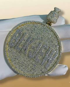 จี้ห้อยคอรูปถุงเงินแบบกำหนดเอง ประดับเพชรโมอิสซาไนต์ VVS พร้อมจี้ชื่อแบบตัวอักษร จี้เงินแท้ 925 จี้ชื่อแบบวงกลมตามสั่ง - Product Image 5