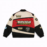 Veste de moto en polyester/coton OEM/ODM en gros, logo brodé personnalisé, design vintage Nascar F1, pour hommes, été/hiver