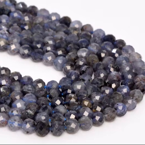 Cuentas de Iolita de Color Profundo, Piedras Preciosas Naturales Genuinas, Cuentas Sueltas Redondas Facetadas, Lote a Granel de 15.5 Pulgadas y 7.5 Pulgadas, Venta al Por Mayor - Product Image 1