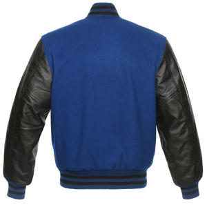 Blouson universitaire slim fit en laine pour homme avec manches en cuir, style bomber décontracté, col montant, inspiration Letterman - Product Image 2