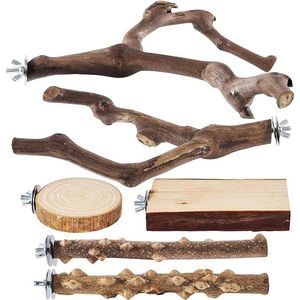 Ensemble de 6 perchoirs pour oiseaux en bois naturel, fournitures pour oiseaux - Product Image 3
