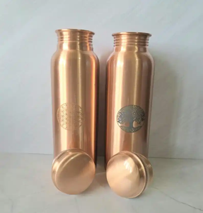 Pure Copper Water <b>Bottle</b> Handmade Ayurvedic Drinking <b>Bottle</b> Leak Proof Hammered Copper <b>Flask</b> for Home Office Gym Yoga Travel - Product Image 6