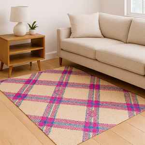 Alfombra Tejida a Mano con Diseño Geométrico Bohemio, Estilo Sheetal Pati, Ecológica y Natural, con Pelo Mediano de 3-5mm de Grosor, Bangladesh - Product Image 5