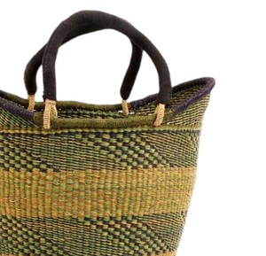 Summer Striped Seagrass Handbags Woven <b>Bag</b> Dark Handle Fashion Women <b>Straw</b> Hand <b>Bag</b> Eco Friendly Beach <b>Tote</b> OEM ODM - Product Image 3