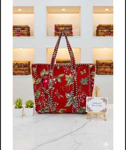 Le Souvenirs - Bolso de Mano Rojo Acolchado de Terciopelo Reversible para Mujer, Estilo Vintage Bohemio, Forro de Lona, Cierre de Cremallera, Moda Primavera-Verano - Product Image 3