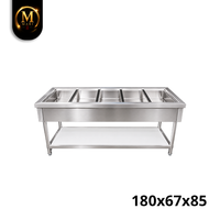 Table chauffante commerciale de haute qualité à 5 compartiments pour bain-marie, chauffage à la vapeur, pour banquets et cafétérias, grande capacité, fabriquée en Malaisie