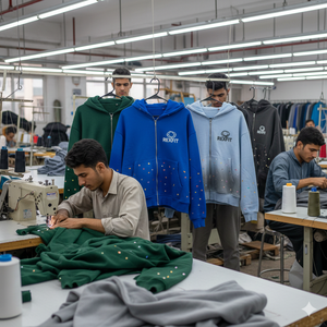 Sudaderas con Capucha y Cremallera con Logotipo Serigrafiado Efecto Desgastado, Personalizadas con Pedrería, de Alta Calidad, con Hombros Caídos, para Hombre - Product Image 6