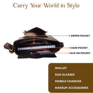 Genuine Leather High Quality Fashion Messenger Travel <b>Laptop</b> Sleeve Bag with Adjustable Strap - Product Image 5