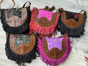 New Western Style Suede Metallic Fur Fringe Handbag Stylish <b>Women</b> <b>Black</b> Color Fringe Bags High Quality <b>Women</b> <b>Black</b> - Product Image 4
