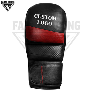 ถุงมือชกมวย MMA สีแดงดำตัดกัน น้ำหนักเบา กันลื่น ผลิตจากวัสดุหนัง บริการ OEM คุณภาพพรีเมียม ผลิตด้วยมือใหม่ - Product Image 5