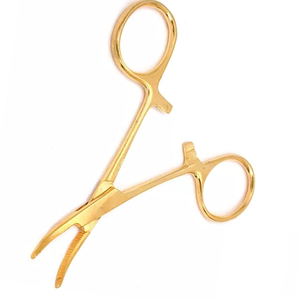 Fine quality stainless steel low price <b>gold</b> handle polish satin mosquito hemostatic Forceps self needle holder locking forceps - Product Image 4
