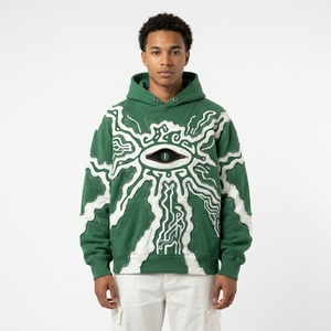 Sweat à capuche personnalisé pour homme, style streetwear, avec logo appliqué sur le devant, effet vieilli, surdimensionné, OEM ODM - Product Image 3