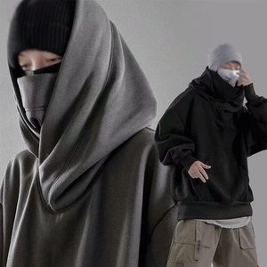 Sudadera con capucha de cuello alto y hombros caídos de alta calidad para hombre, color gris oscuro, estilo oversize, para venta al por mayor - Product Image 6