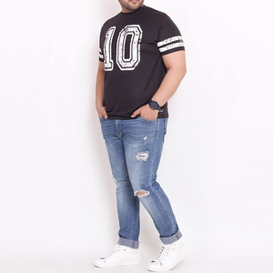 เสื้อยืดคอกลมผ้าคอตตอนหนานุ่ม พิมพ์ลายโลโก้ตามสั่ง สำหรับผู้ชาย ไซส์พลัส ทรงโอเวอร์ไซส์ ดีไซน์เรียบง่าย สไตล์เปล่าๆ - Product Image 5