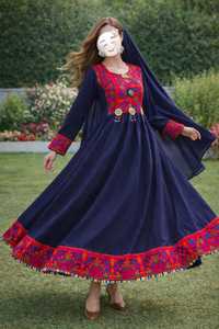 Salwar Kameez traditionnel indien pakistanais pour femmes, en coton jaune brodé, coupe ample, longueur au sol, robe de mariage afghane Kuchi - Product Image 4