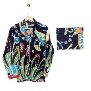 Ensemble élégant pour femmes en tissu 100% coton, style vintage, imprimé floral océanique, bouton, 3 pièces, écologique, respirant, séchage rapide - Product Image 1