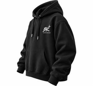 Sudadera con Capucha Negra de Invierno para Hombre, Bolsillo Frontal Tipo Canguro, Cordón Ajustable, Diseño Personalizado Bordado Ecológico, Tejido de Punto de Color Sólido - Product Image 3