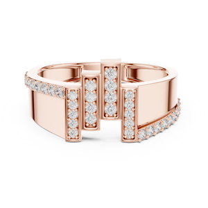 Anillo de Moissanita Geométrico de Lujo con Incrustaciones de Diamantes para Hombre |   Diseño Escalonado Moderno |   Acabado en Oro Blanco |   Micro Pavé - Product Image 5