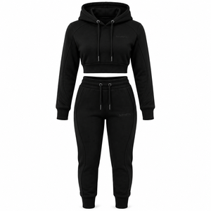 Ensemble deux pièces pour femmes, sweat-shirt et pantalon de survêtement décontracté, nouvelle mode européenne de haute qualité, style streetwear uni, respirant - Product Image 2