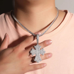 Brilliant Cut Moissanite Silver <b>Pendant</b> with Gold Tone Style Elegant Necklace Jewelry for Daily Wear - Product Image 4